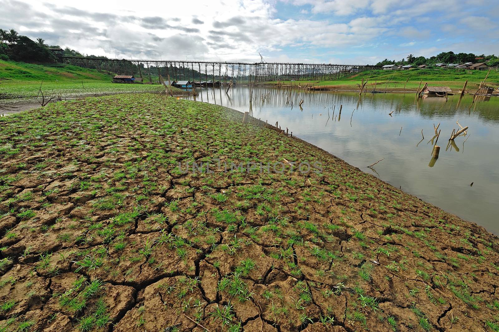 drought land and beautiful place in thailand. Sangkraburi, Kanchanaburi, Thailand.