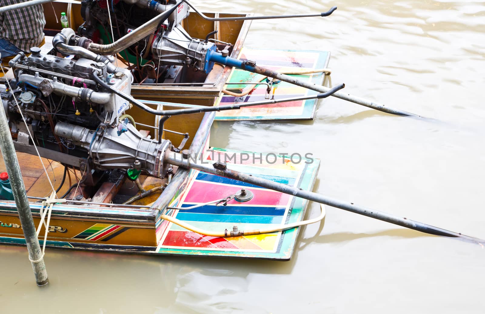 machine power of wooden boat, Thailand by tisskananat