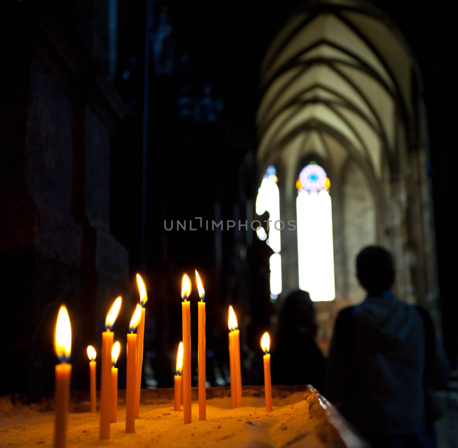 candles in the Catholic Church, shallow depth of field