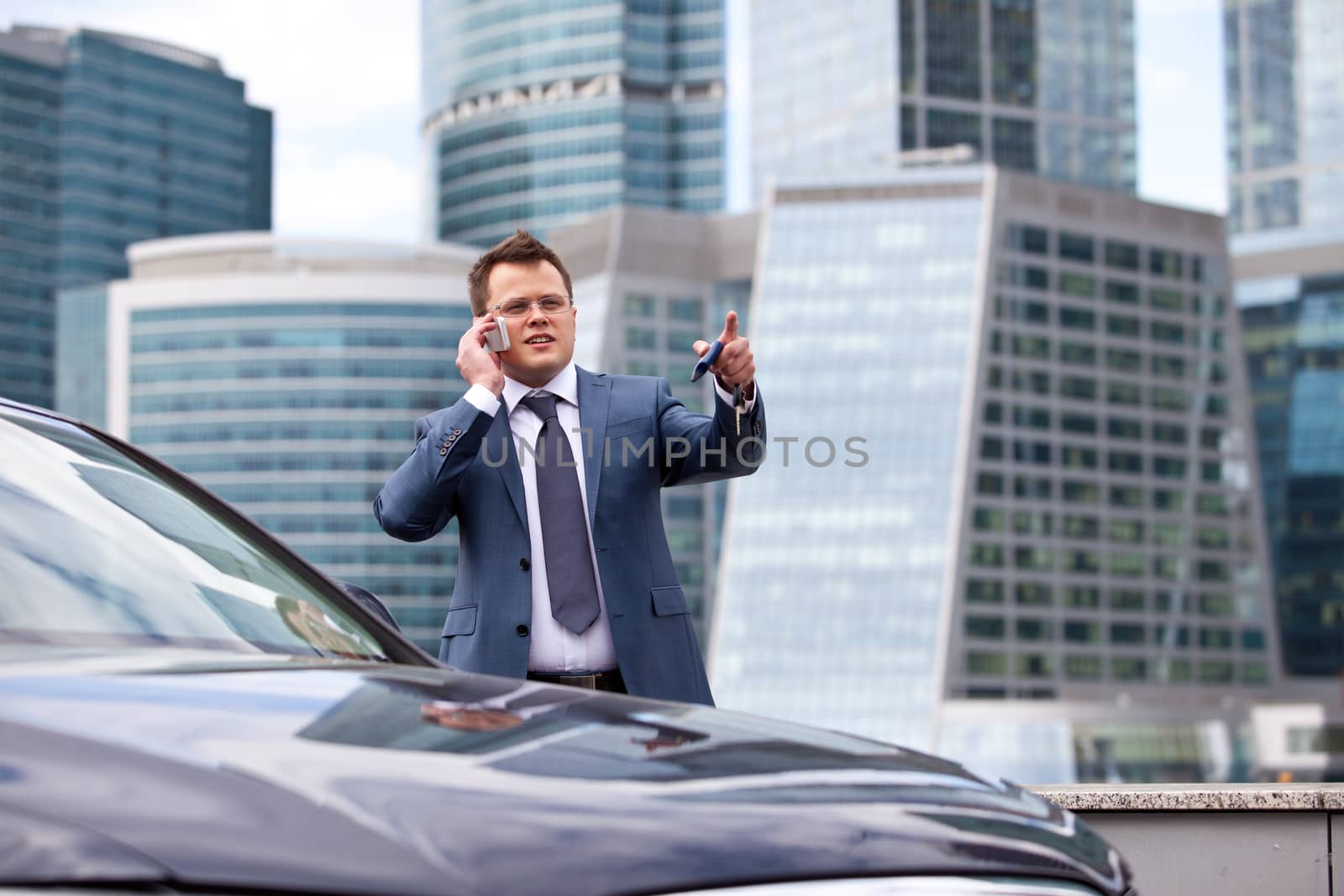 businessman  pointing her finger by Astroid