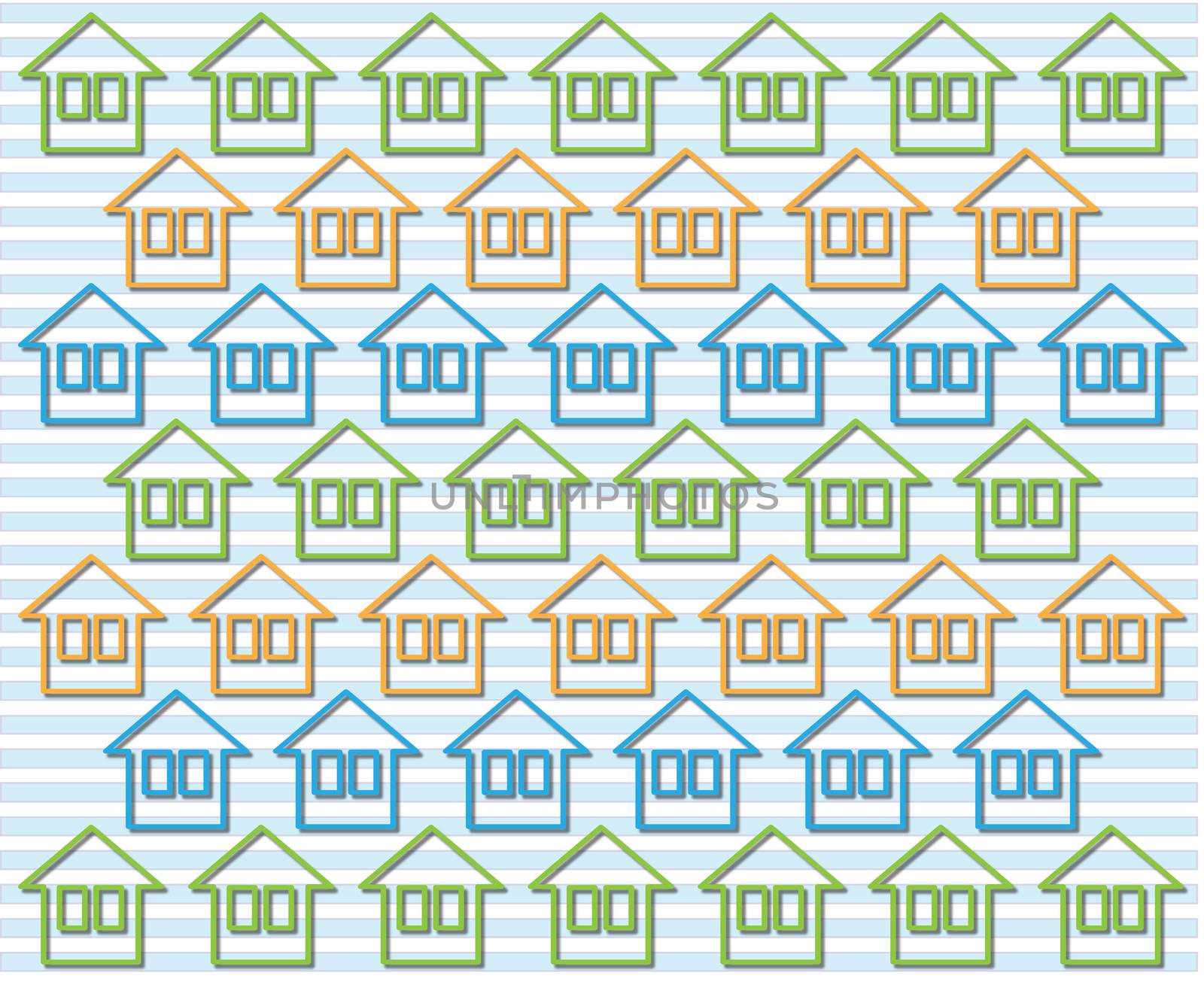 background or fabric pattern of stylized houses