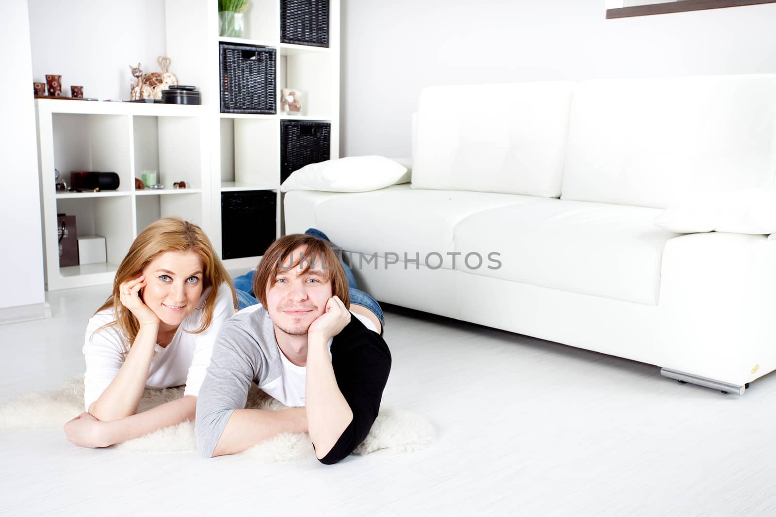 happy family in the interior of a new home