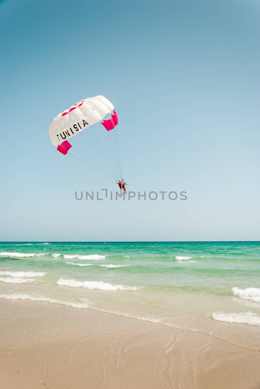 parasailing in summer in Tunisia