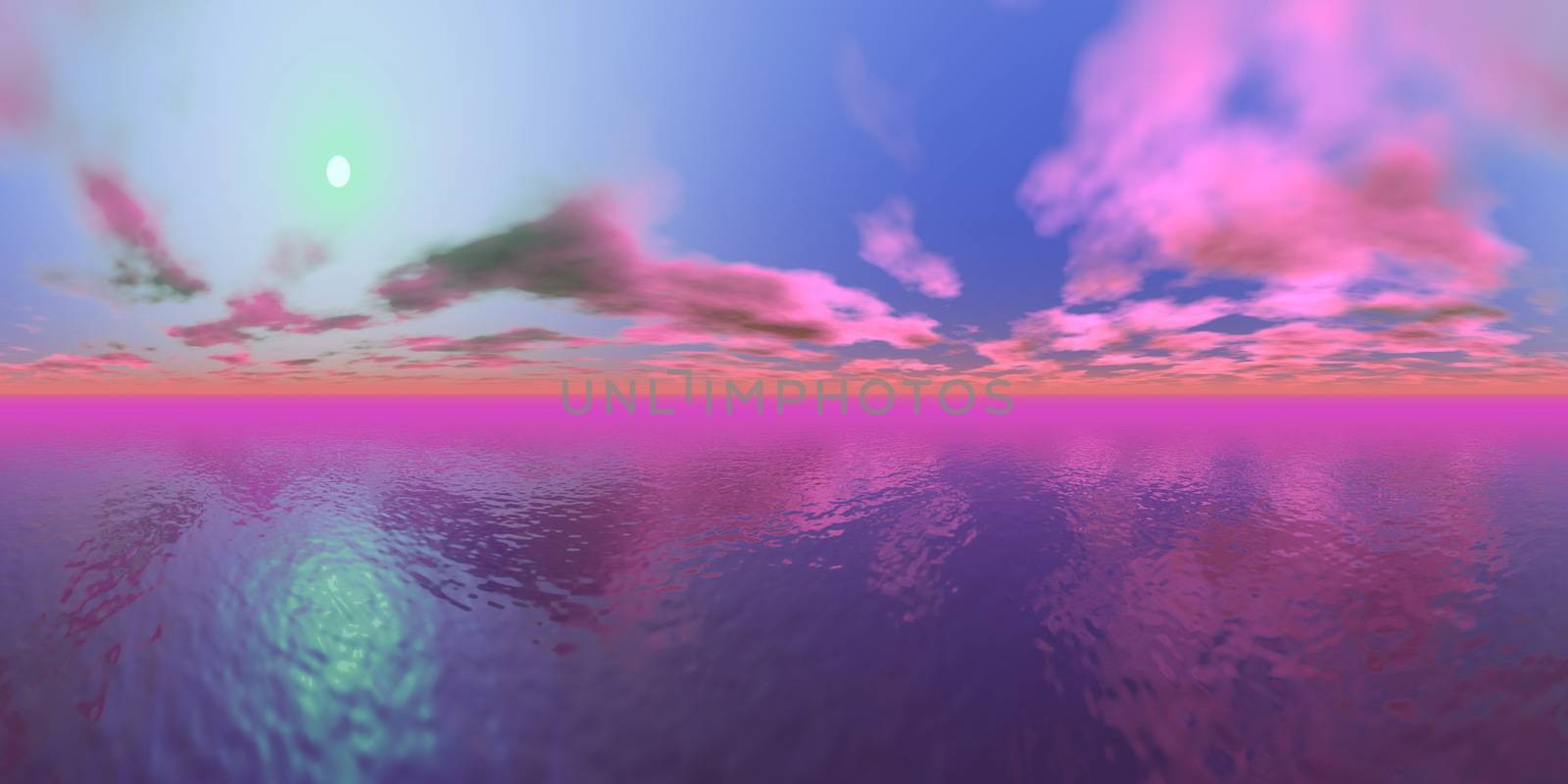 Sunset over ocean - 3D render by Elenaphotos21