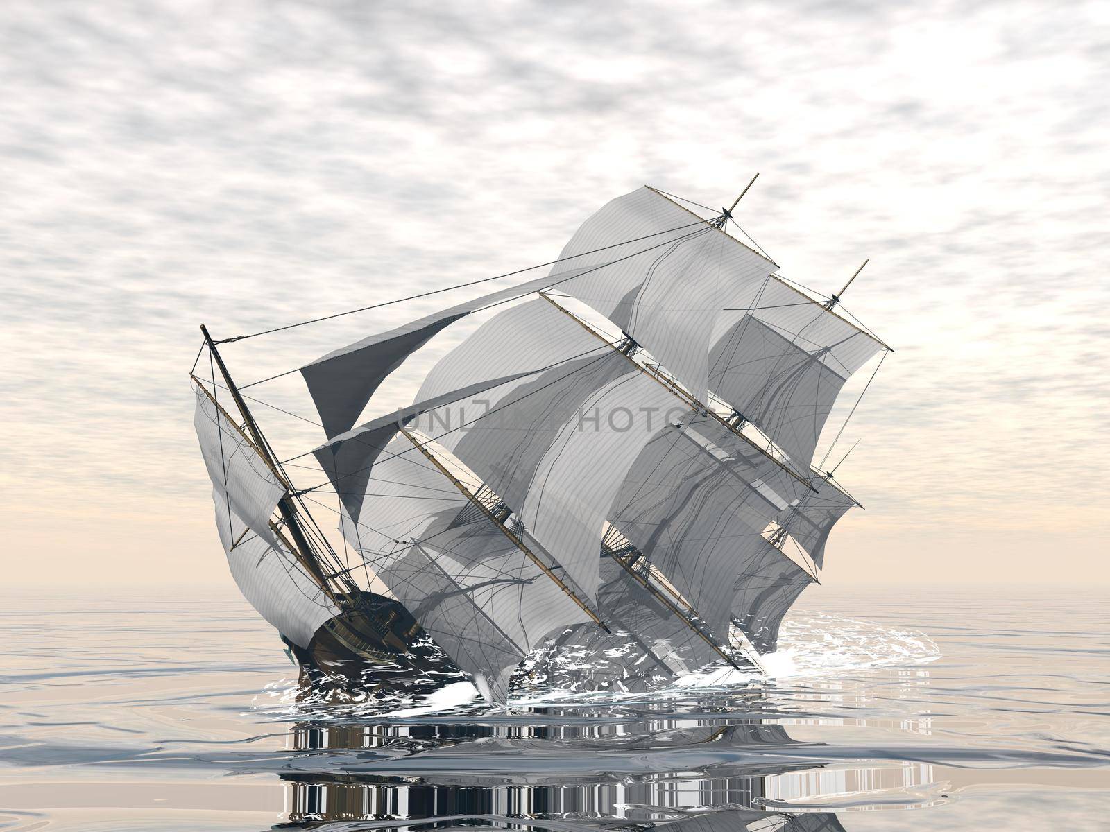 Old ship sinking - 3D render by Elenaphotos21