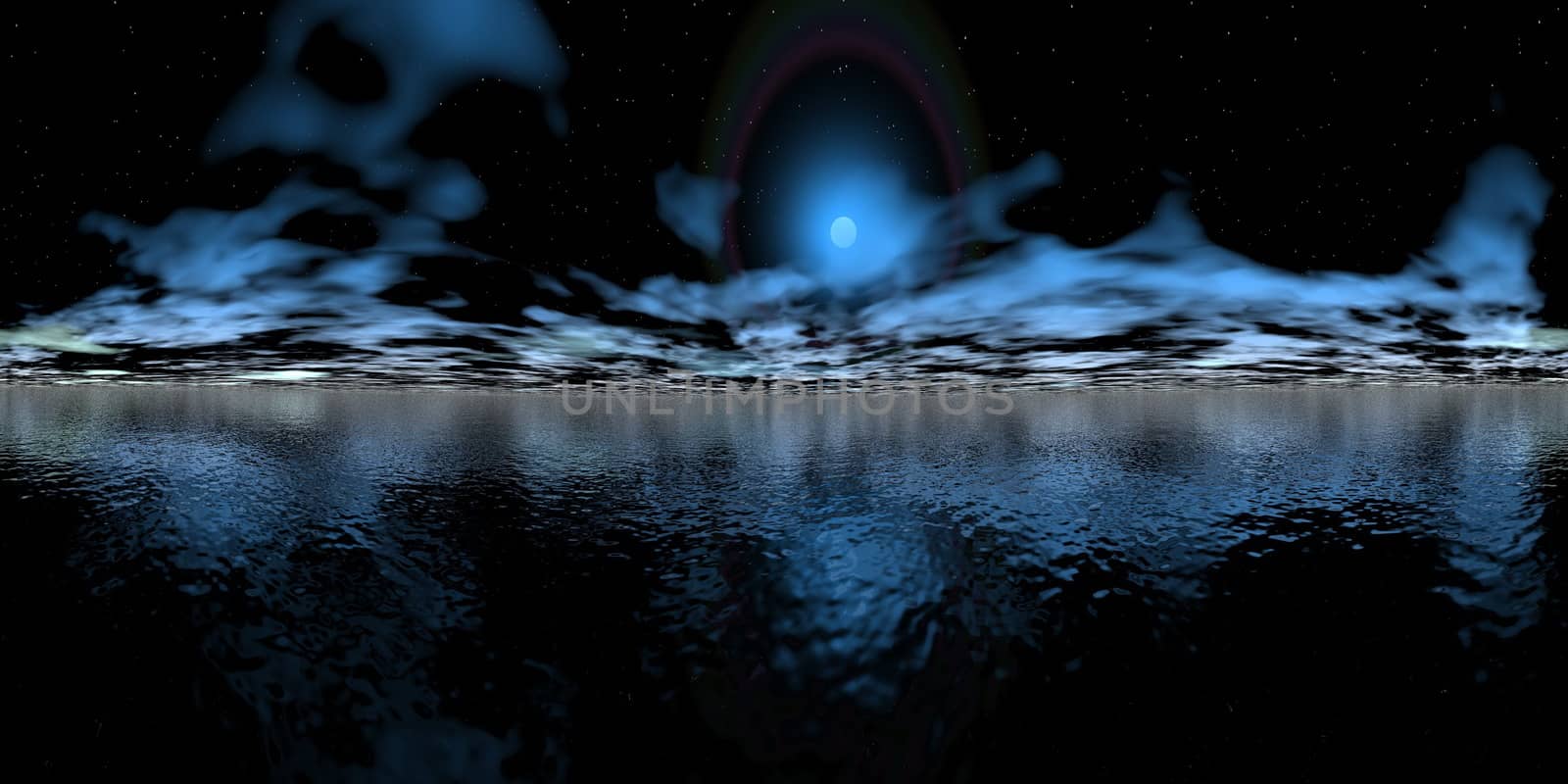 Night over ocean - 3D render by Elenaphotos21