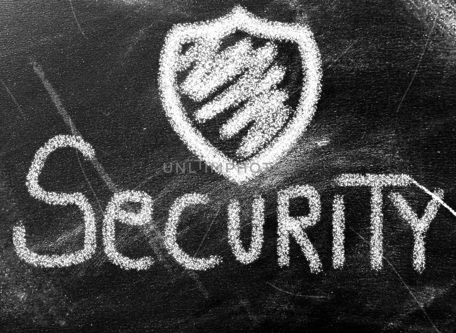 Security word on chalkboard