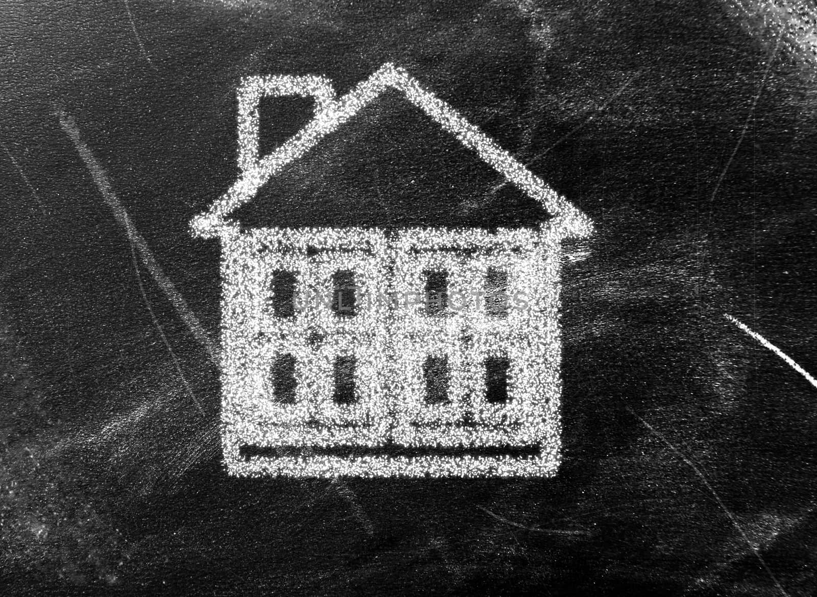 House painted on chalkboard