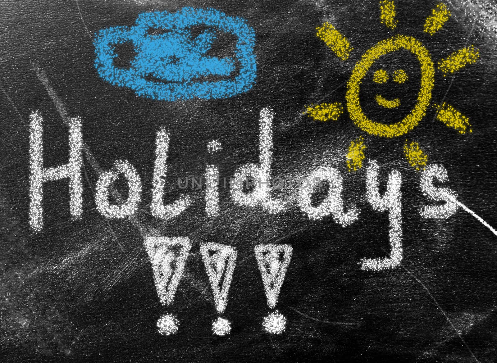 summer concept - holidays word on chalkboard
