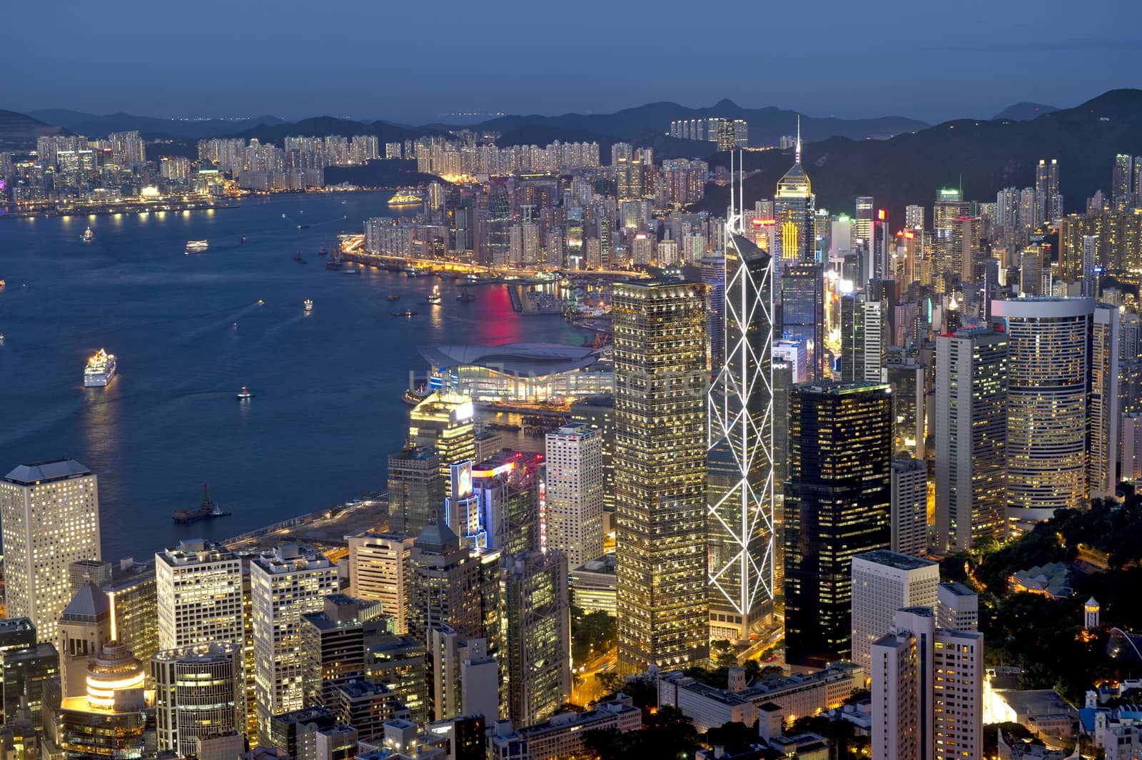 Hong Kong city at night by think4photop