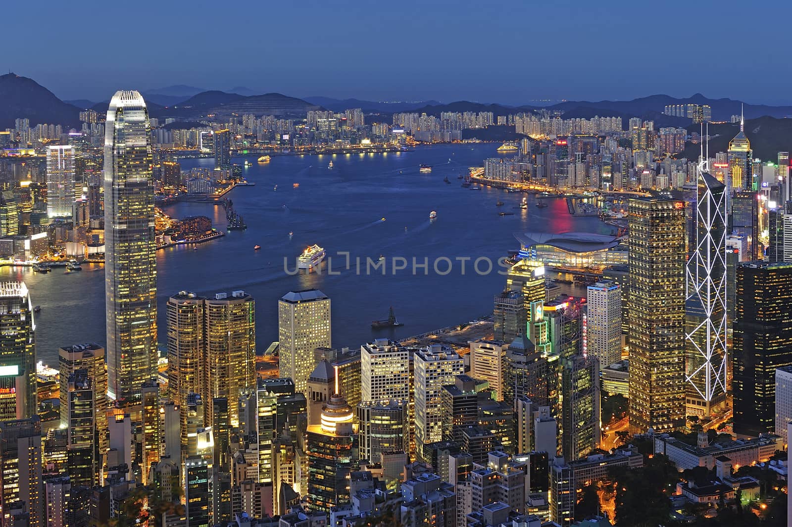 Hong Kong cityscape at night by think4photop