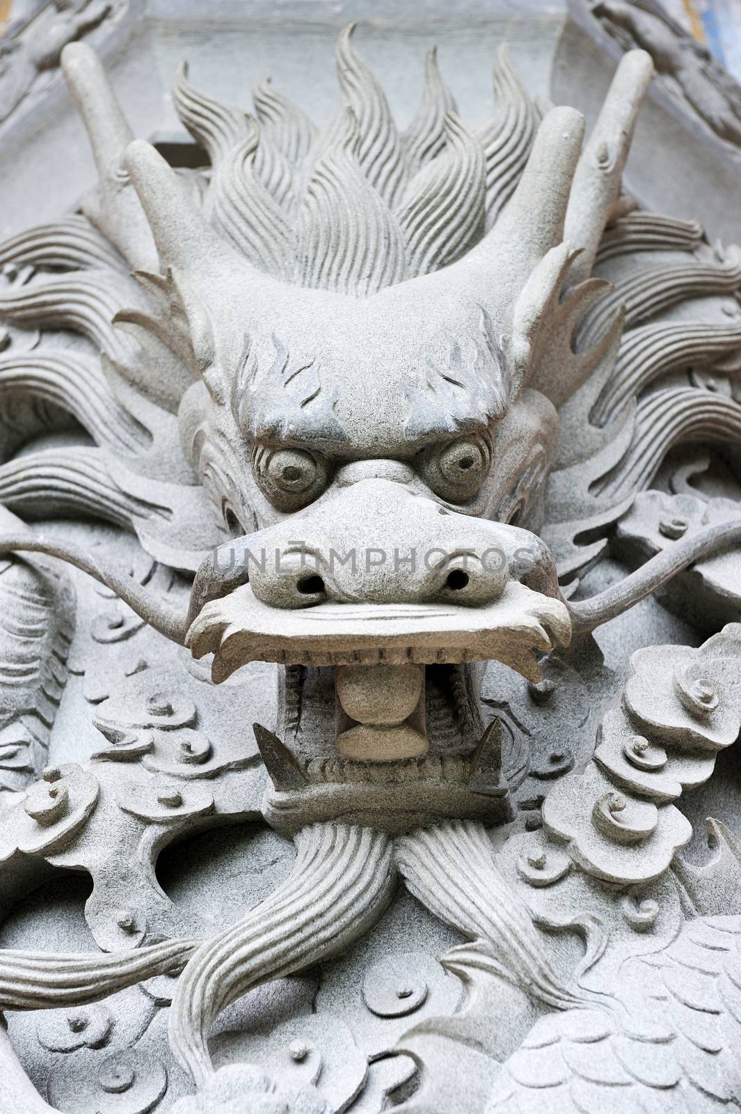 Dragon head carving near the Big Buddha in Hong Kong