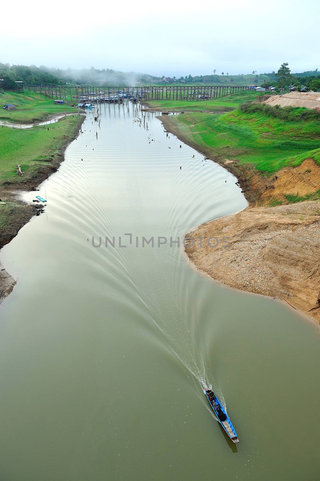 drought land and beautiful place in thailand. Sangkraburi, Kanch by think4photop