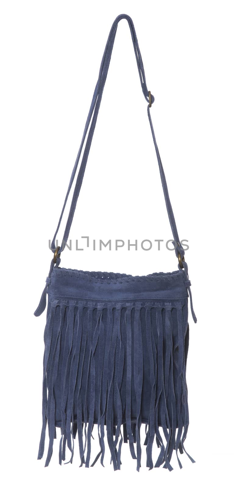 Blue womans purse isolated on white background
