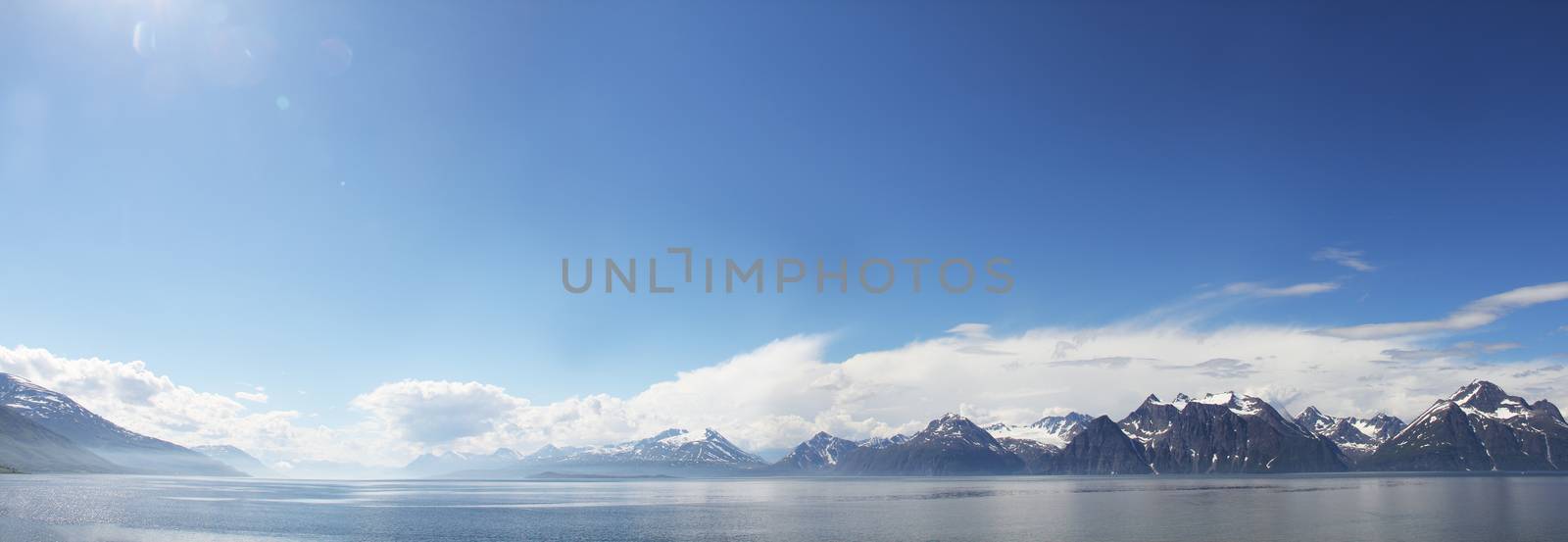 Arctic mountains and fjord in northern Norway at summer