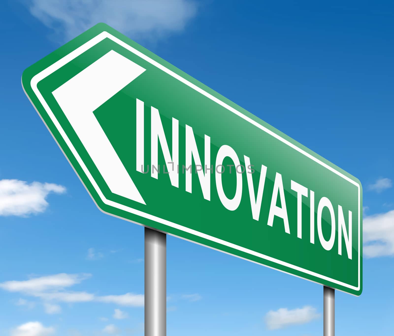 Illustration depicting a sign with an innovation concept.