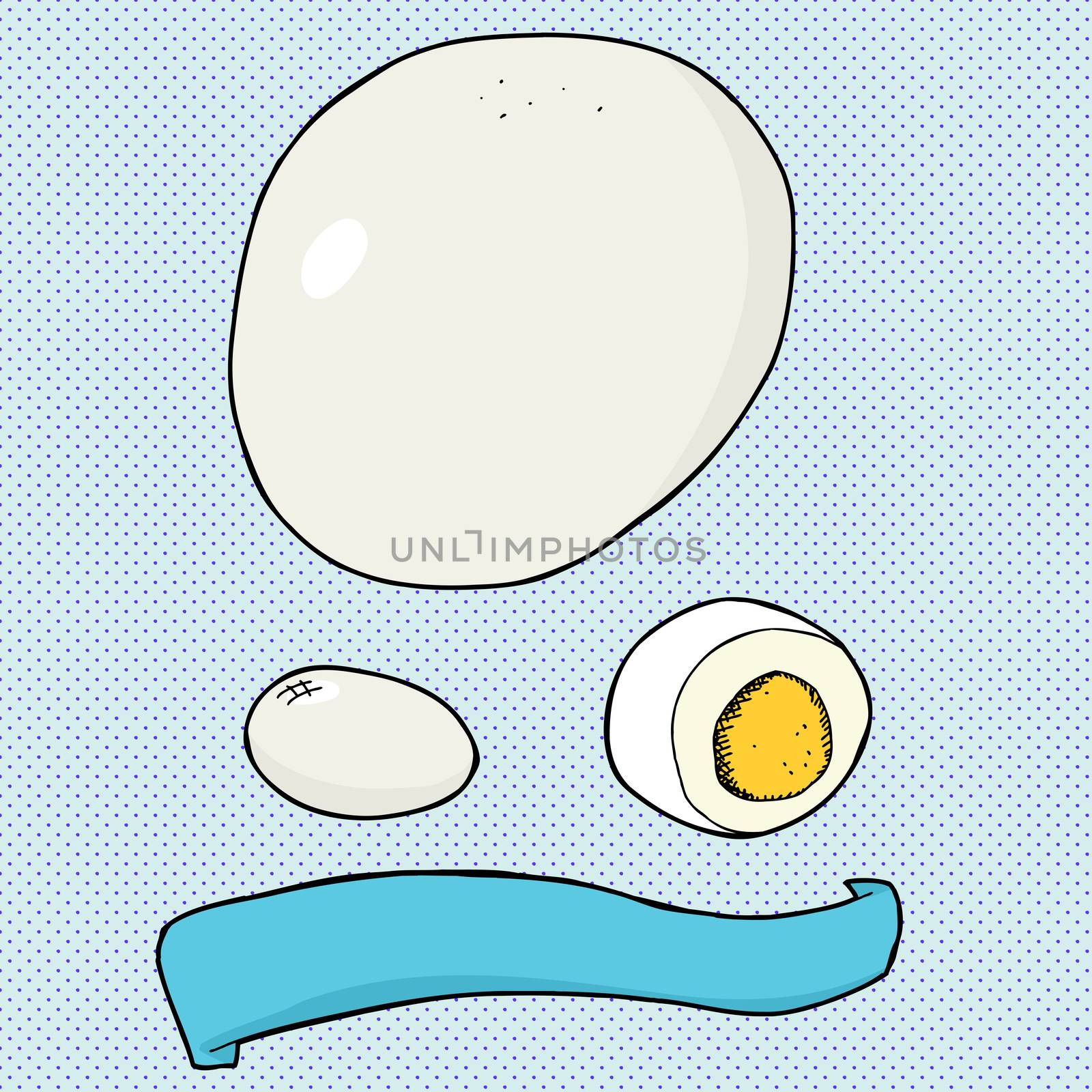 Hard boiled chicken egg on blue background