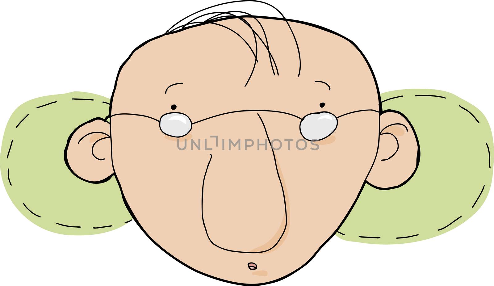 Cartoon of novice with green behind his ears