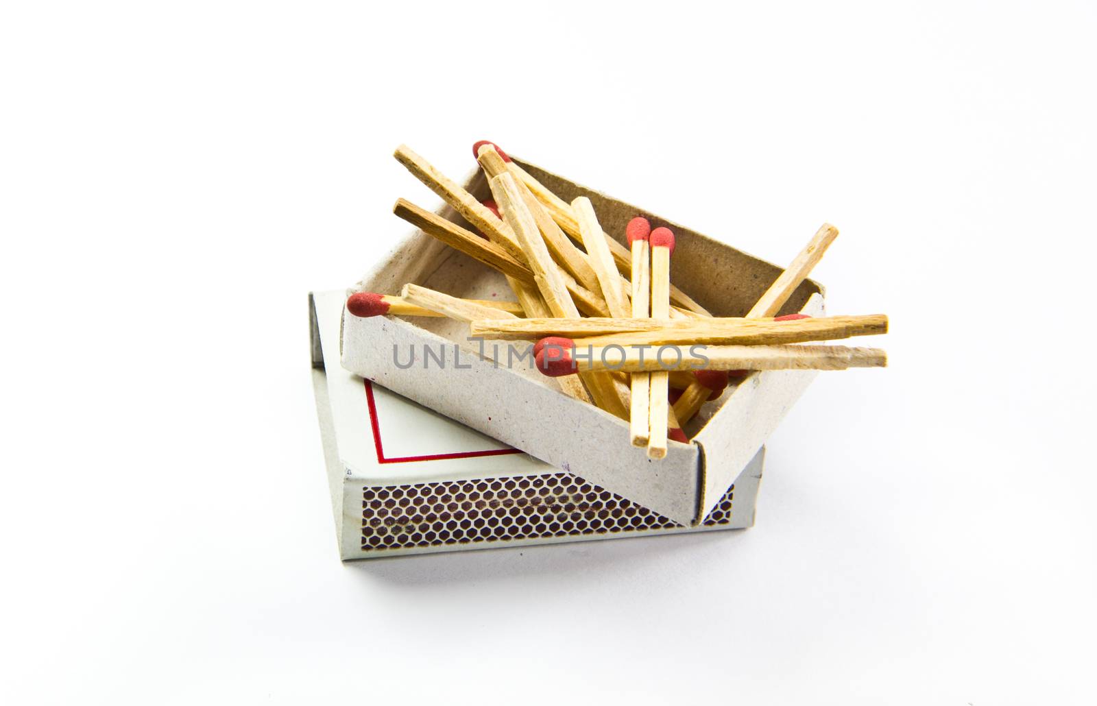 Group of matchstick isolated on white background by tisskananat