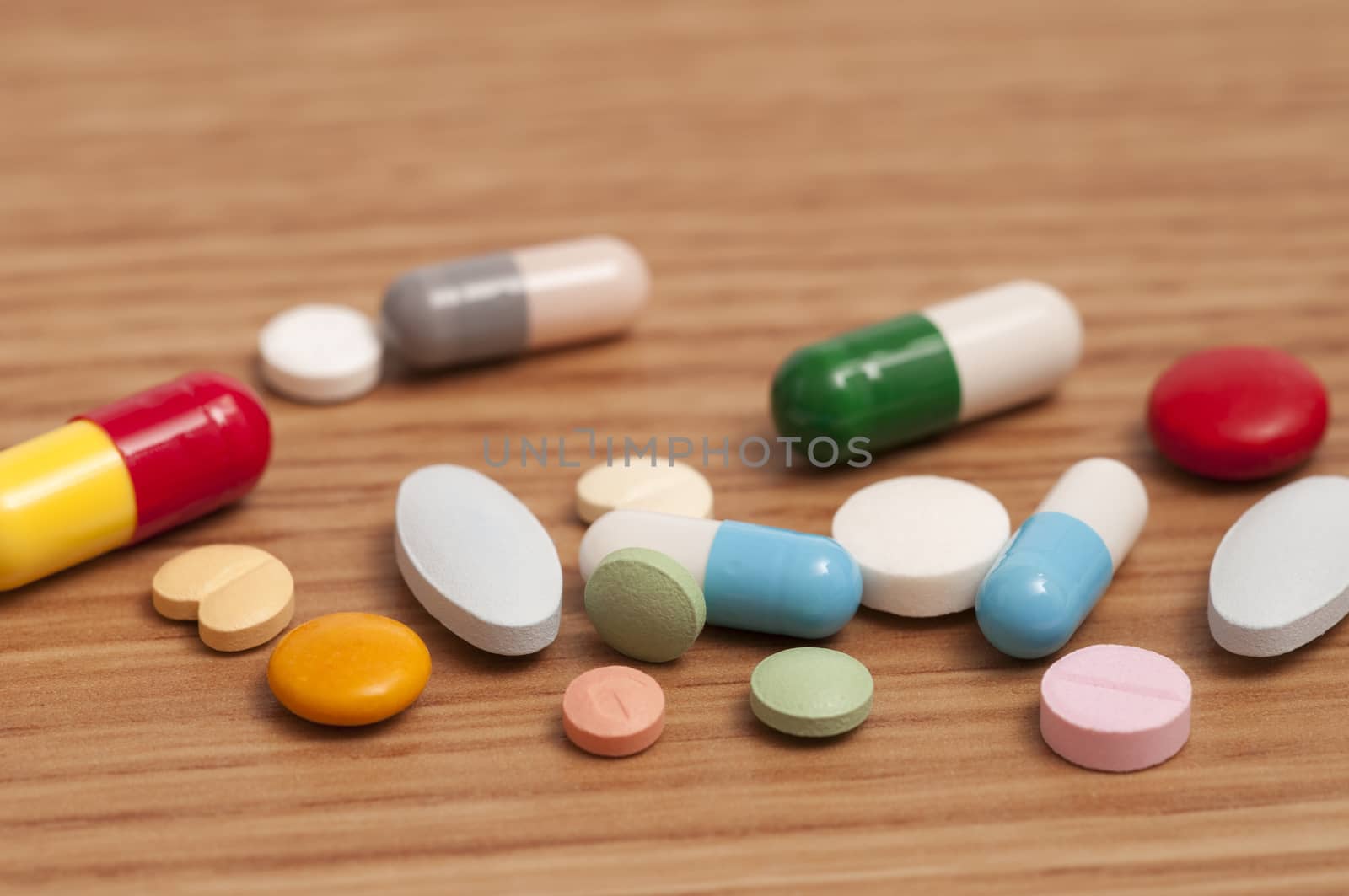 Some capsules and pills on the table