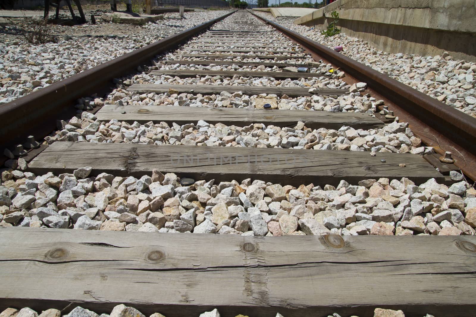 train rails, detail of railways in Spain