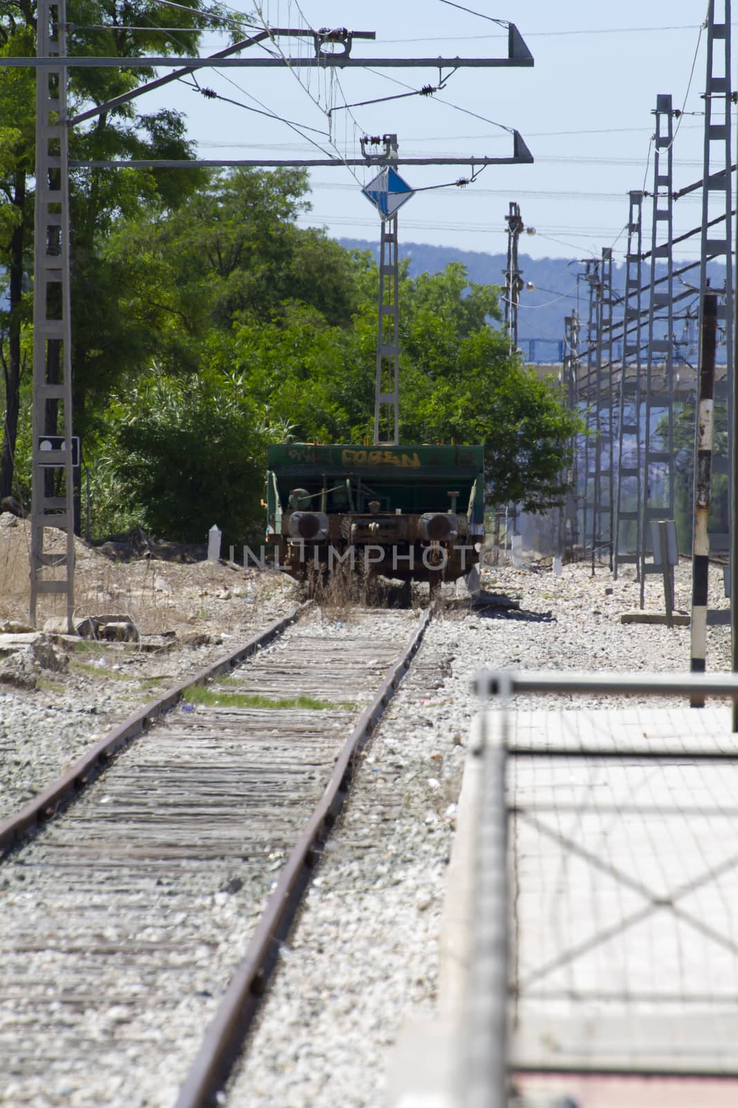 train rails, detail of railways in Spain