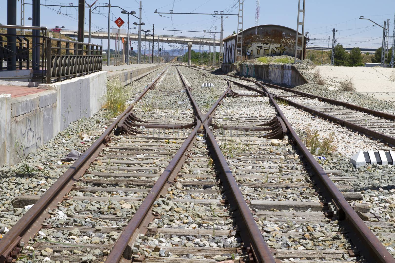 perspective train rails, detail of railways in Spain by FernandoCortes