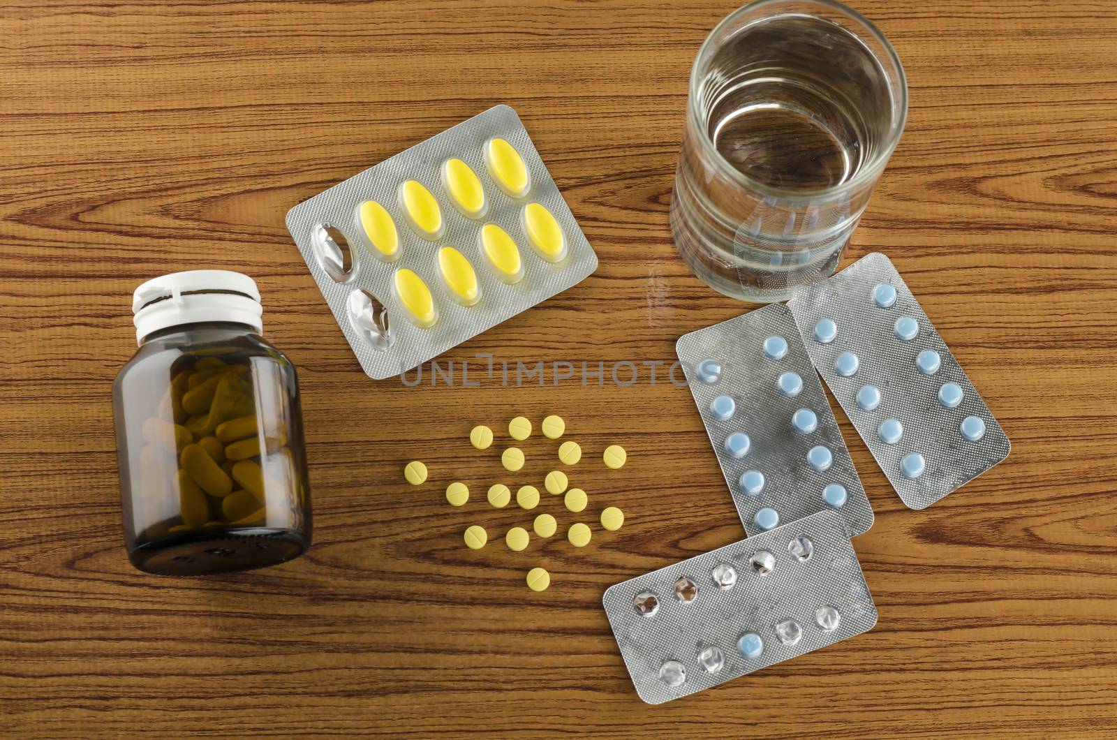 many pills to eat with water drinking concept time to take care your self