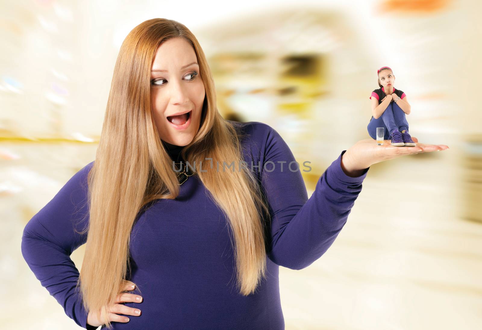 overweight woman holding thin funny by vilevi