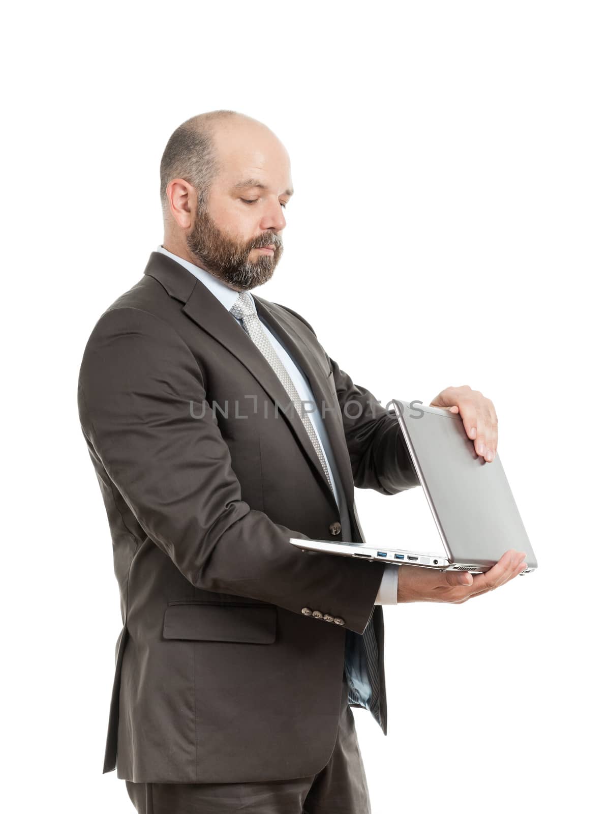 A handsome business man and his notebook