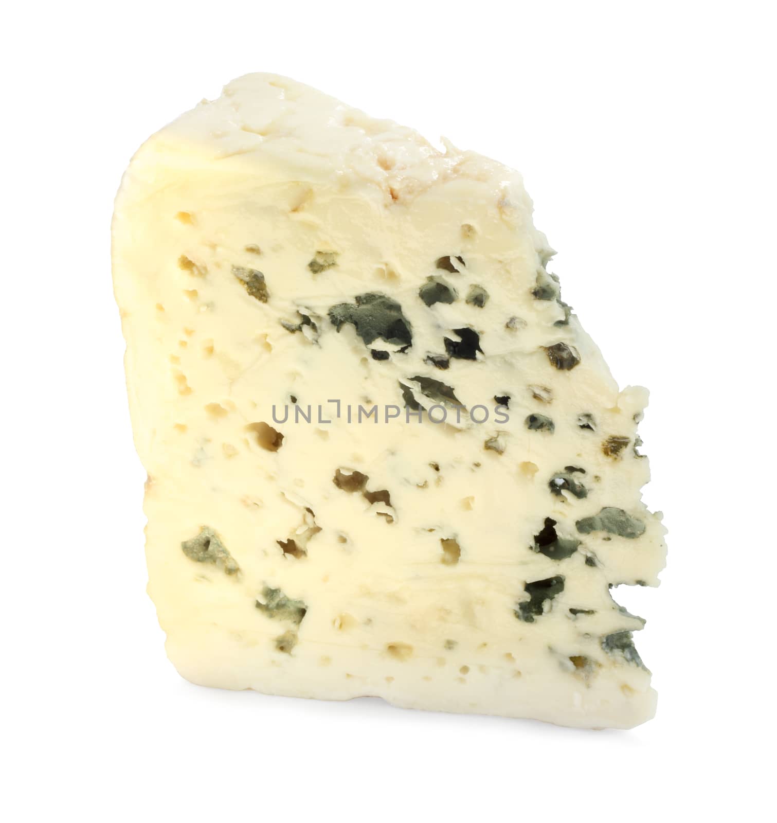 Portion of Roquefort cheese isolated on white background