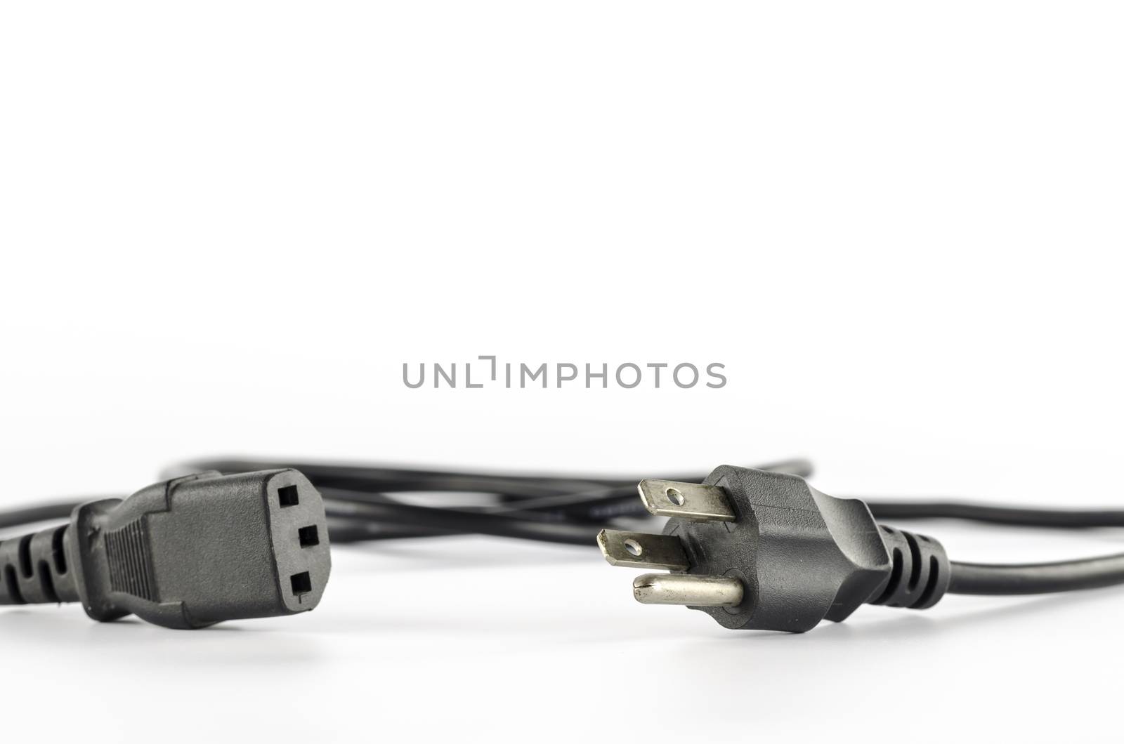 computer power plug cable on a white background