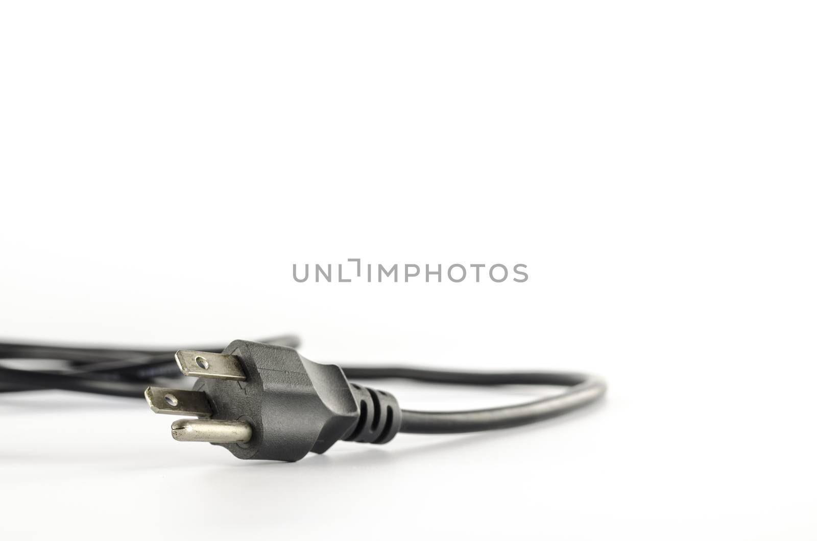 computer power plug cable on a white background