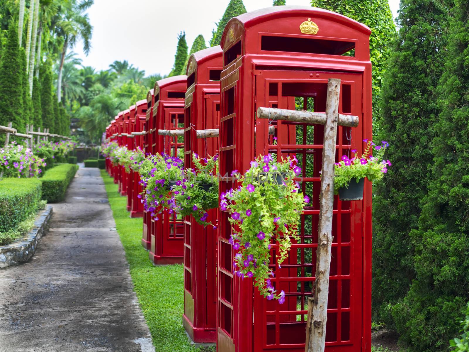 Thai Phone Booths in Nong Nooch Garden. Pattaya.