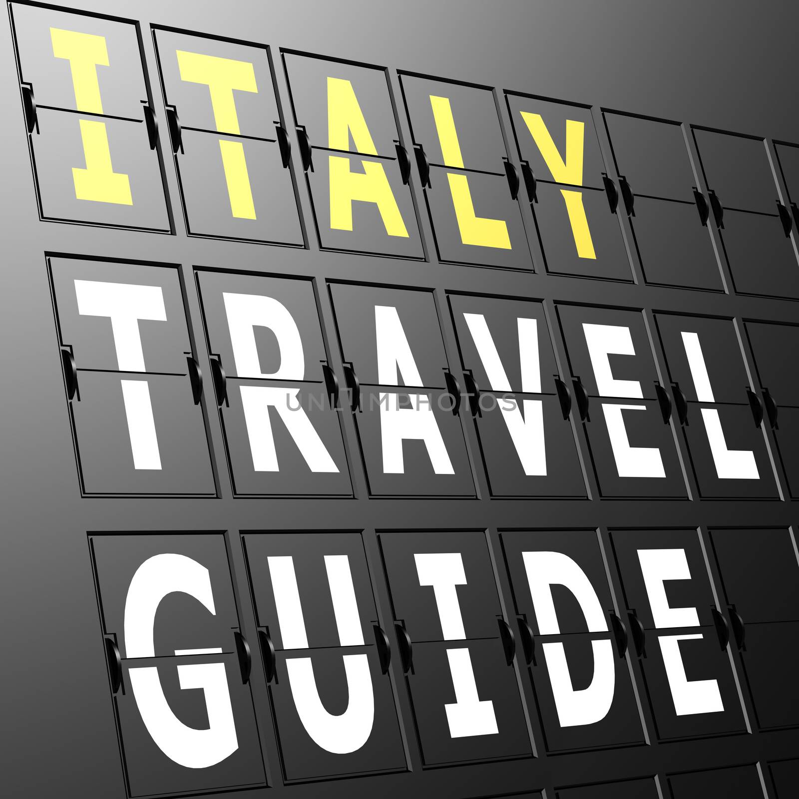 Airport display Italy travel guide by tang90246