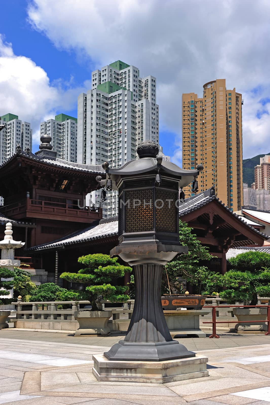 Chi Lin Nunnery in Hong Kong. The traditional architecture in th by think4photop