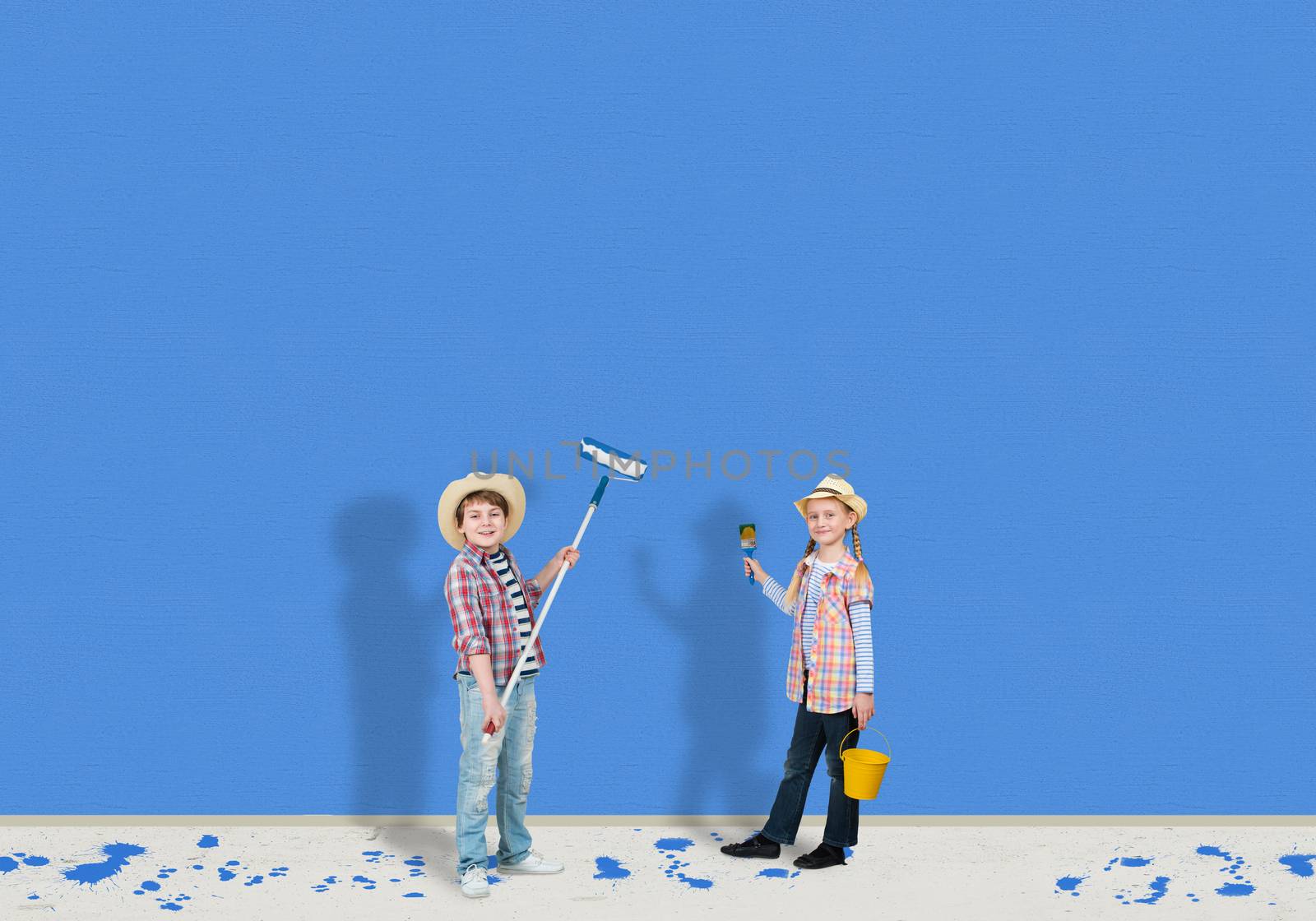 image of a children finished painting the wall