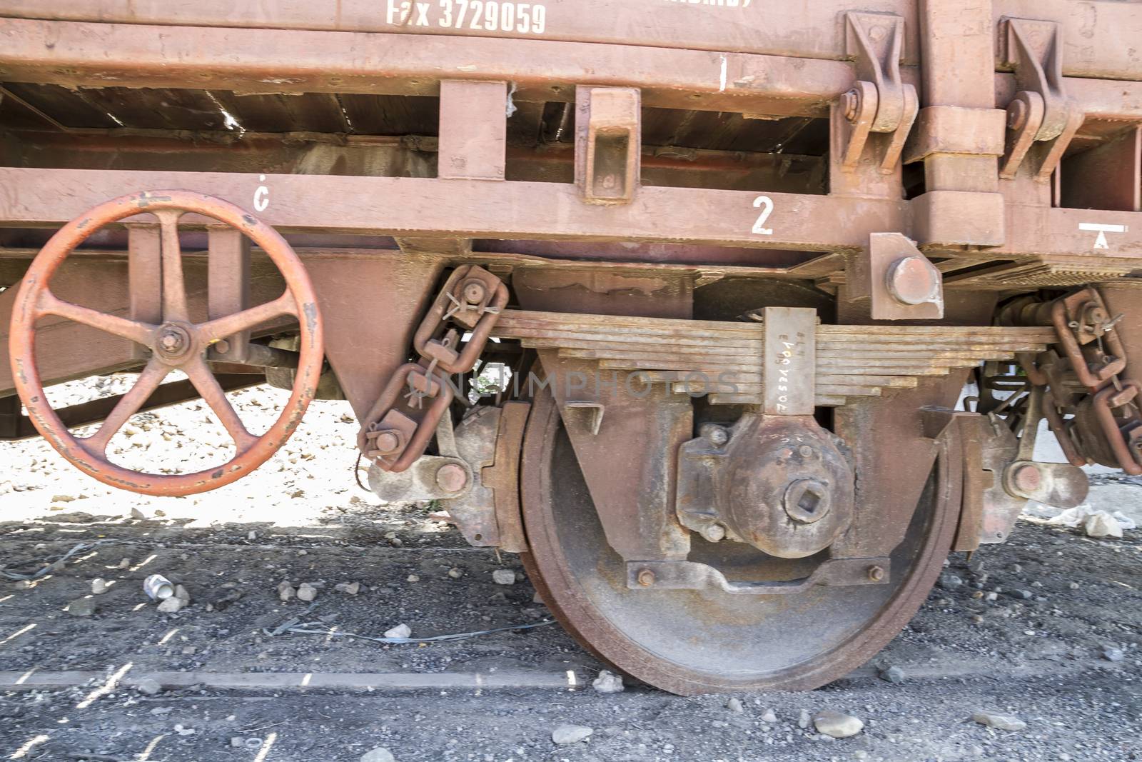 wheels, old freight train, metal machinery details by FernandoCortes