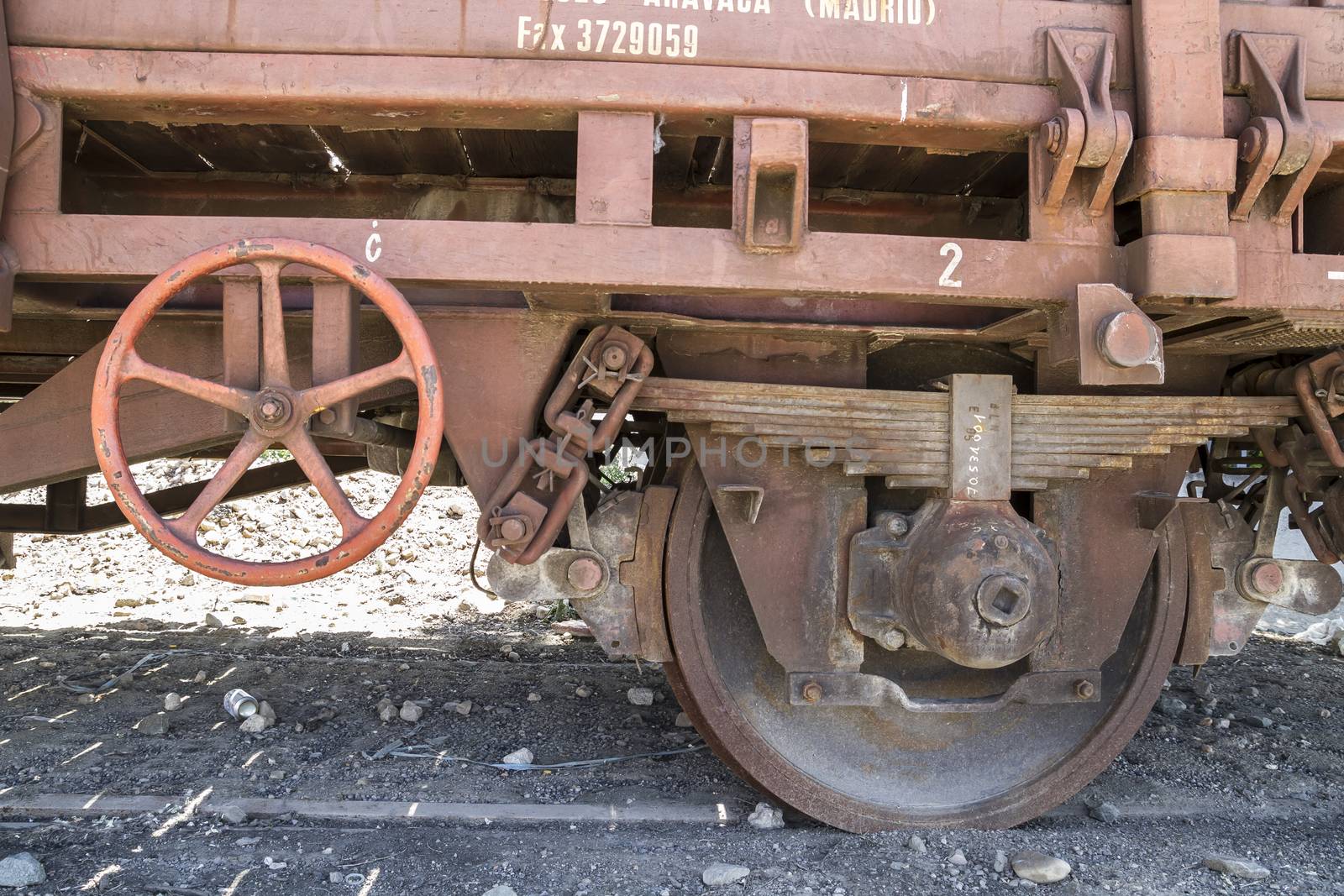 old freight train, metal machinery details