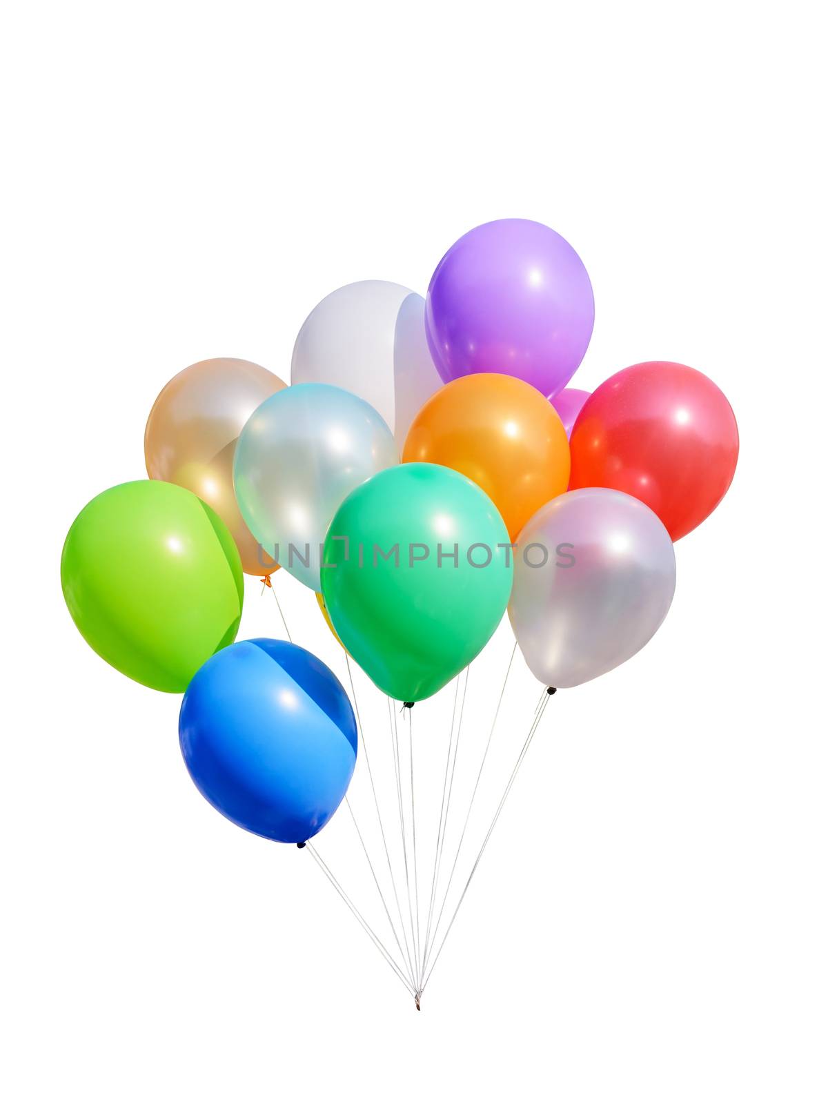 Colorful balloons isolated on white background with clipping path