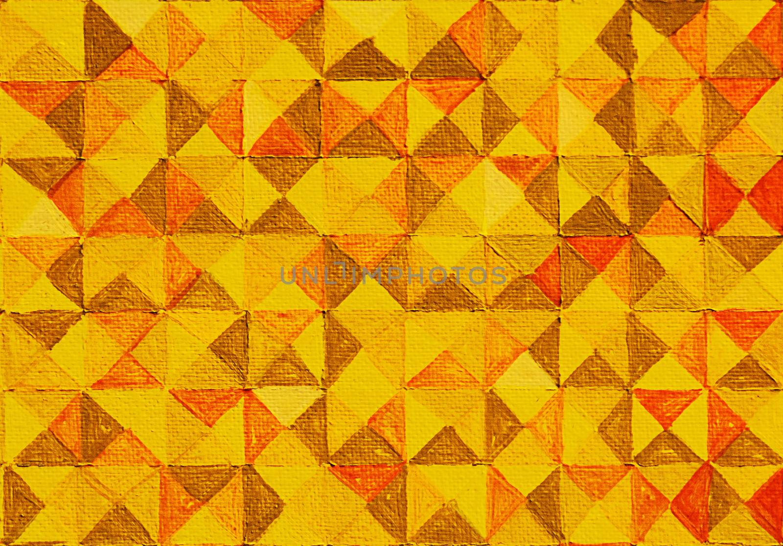 Abstract geometric triangle and Square pattern in yellow and orange colors paint background 