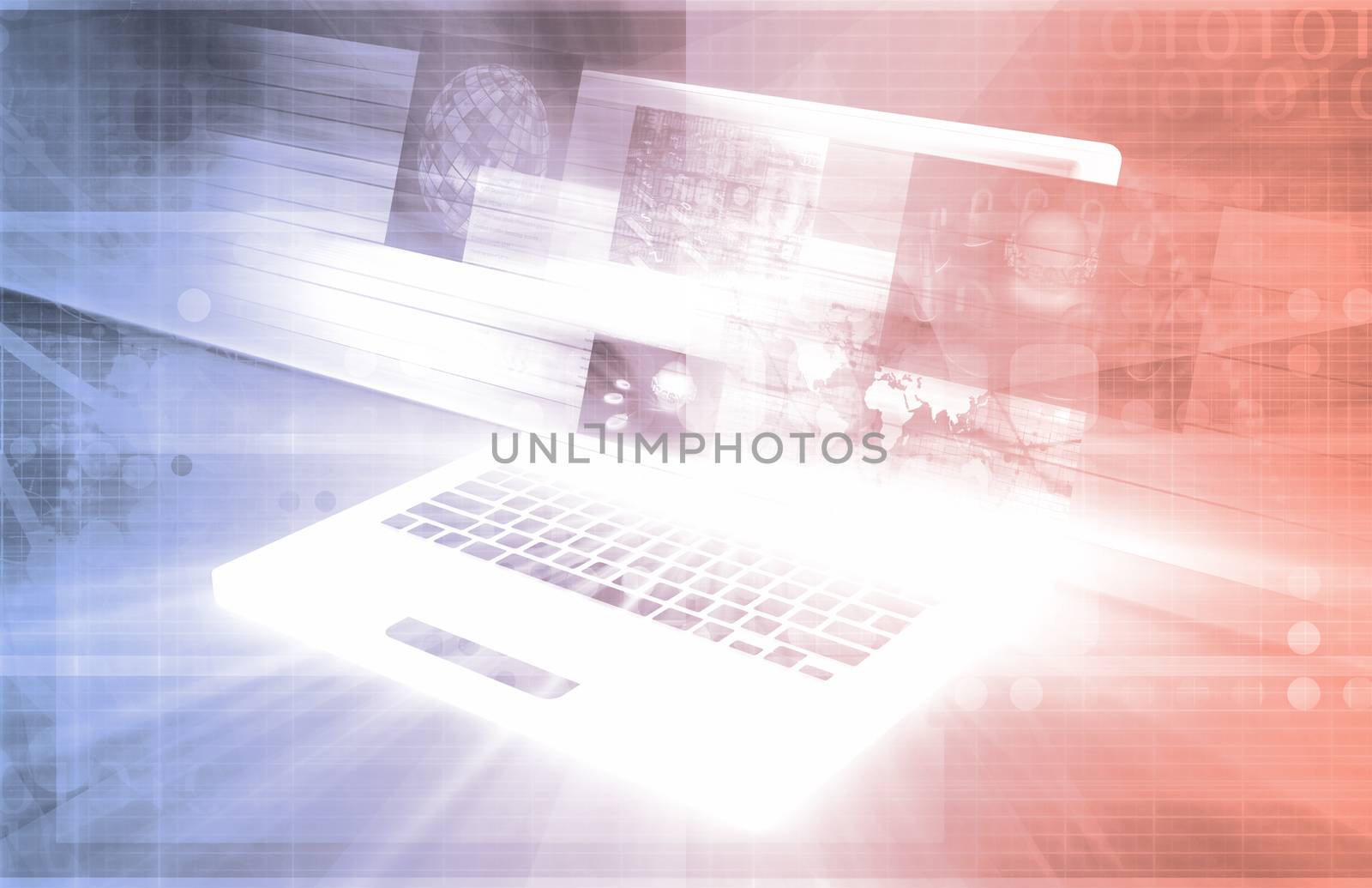 Computer Technology with Laptop and Digital Art