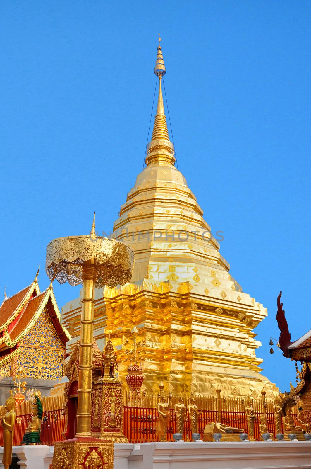 Pagoda at Wat Phra That Doi Suthep, Chiang Mai, Thailand.
