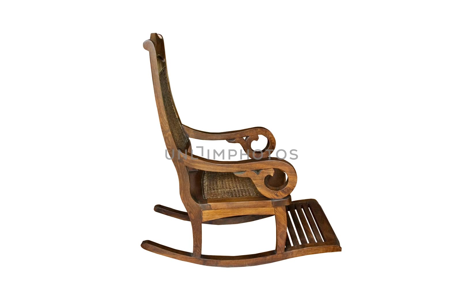 Wooden rocking chair isolated on white background 