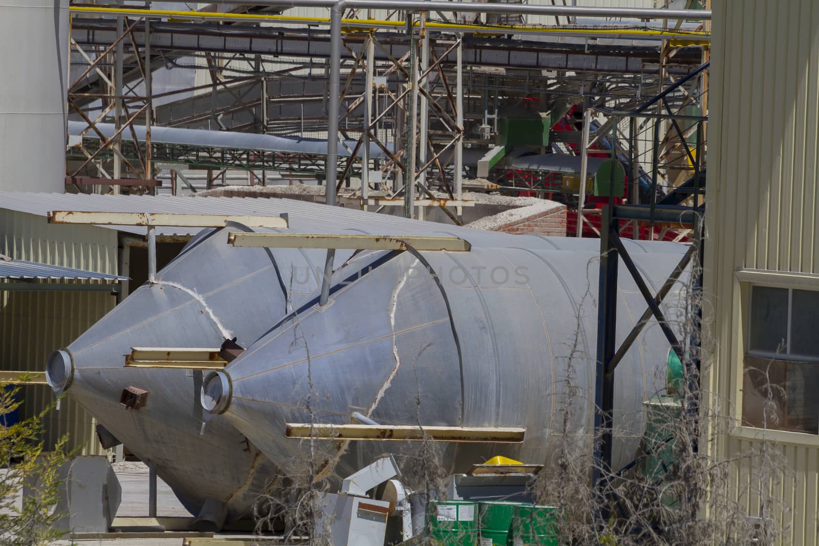 modern industry and refinery, details of pipes and smokestacks