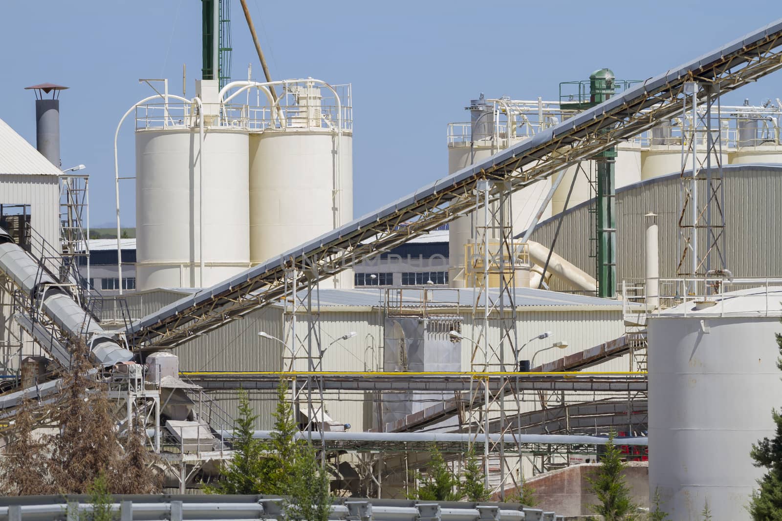 modern industry and refinery, details of pipes and smokestacks