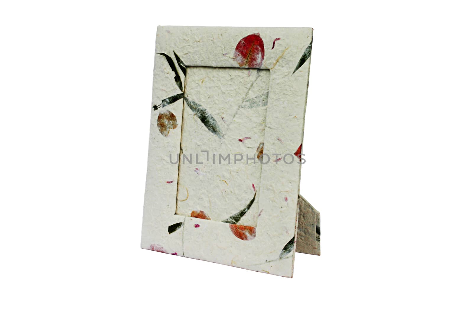 Mulberry Paper photo frame handmade on white background