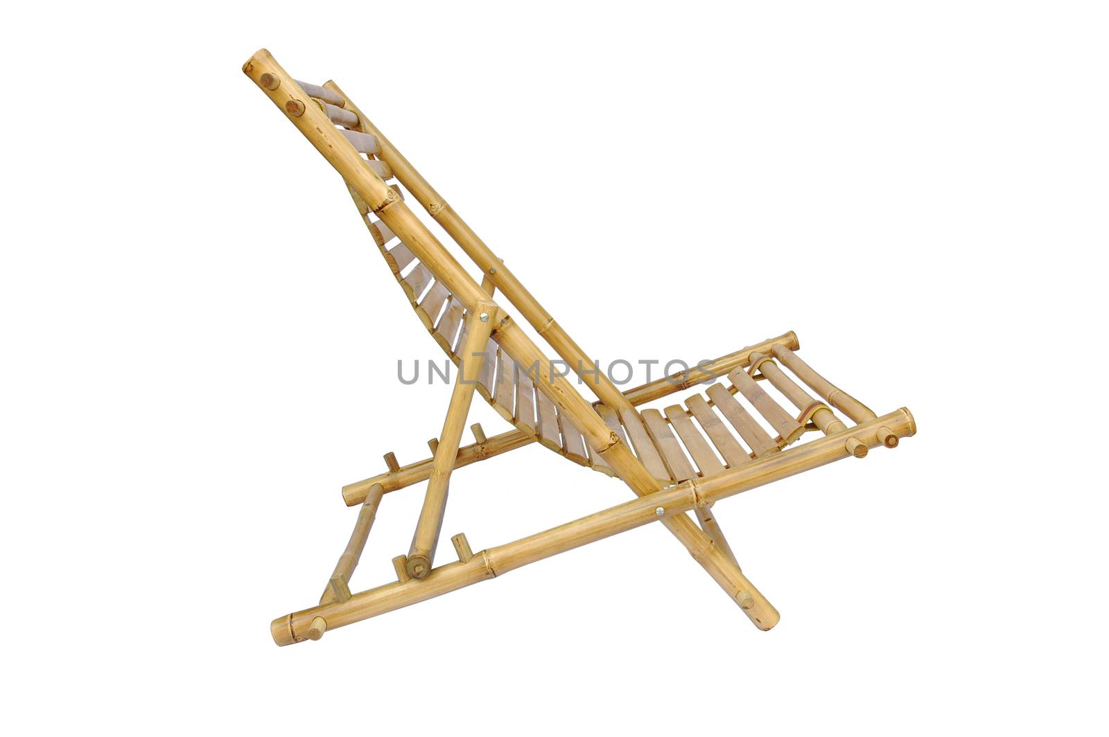 Bamboo lounge chair isolated on white background