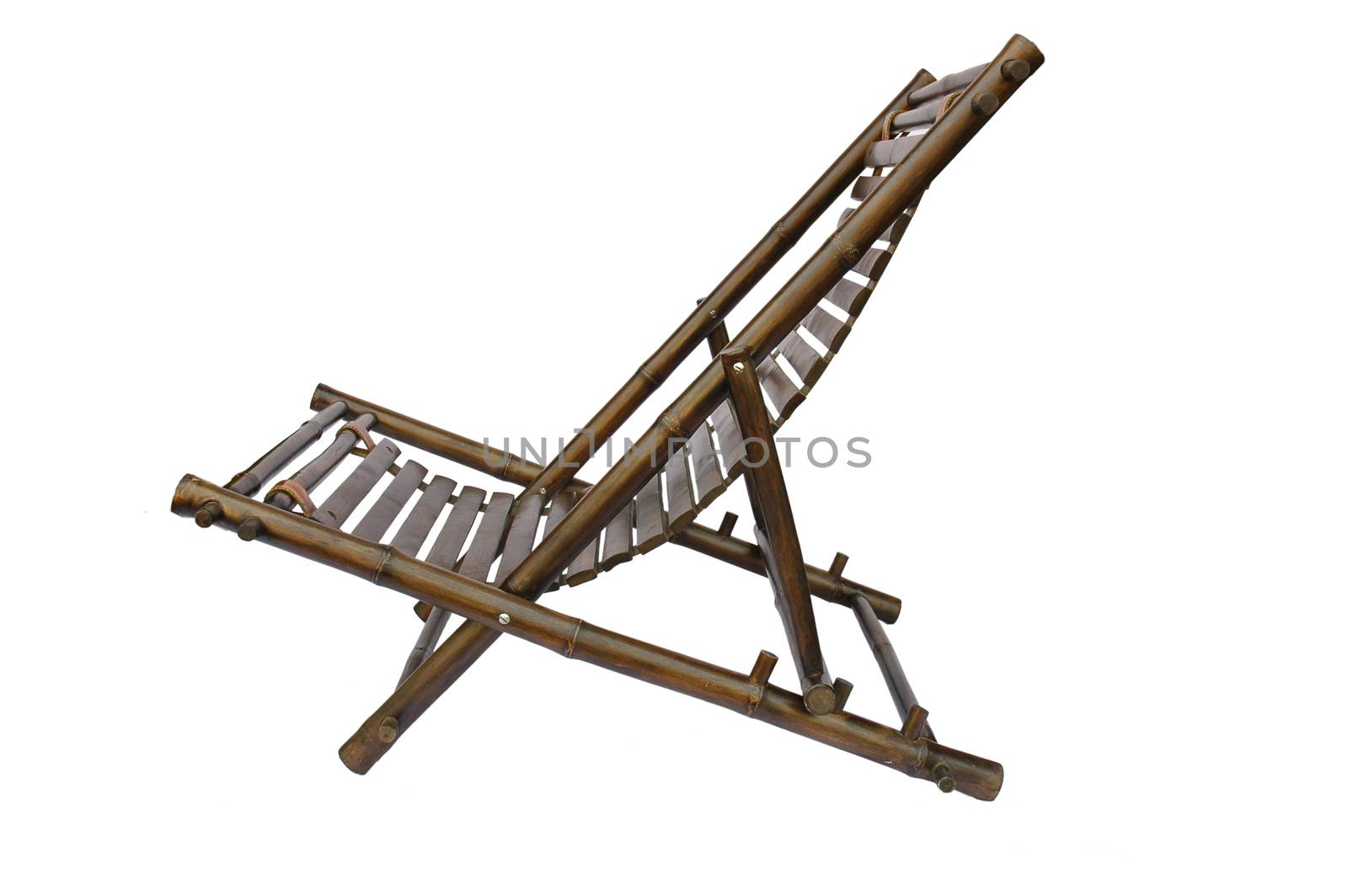 Bamboo lounge chair isolated on white background