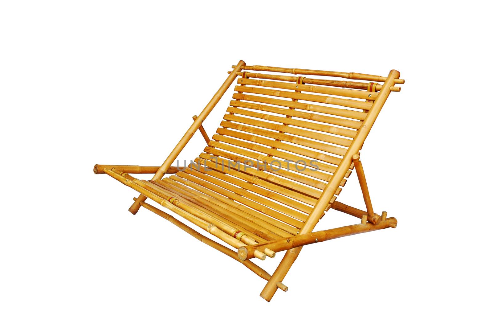 Bamboo lounge chair isolated on white background